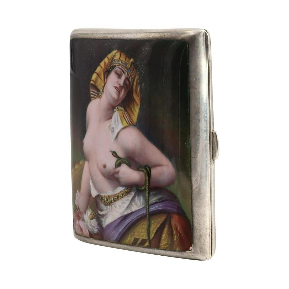 1860's Antique Sterling Silver and Enamel Cigarette Case In Good Condition For Sale In Aventura, FL