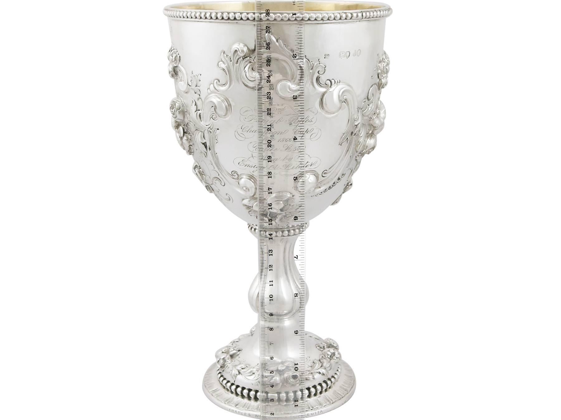 1860s Antique Victorian Sterling Silver Presentation Cup 6