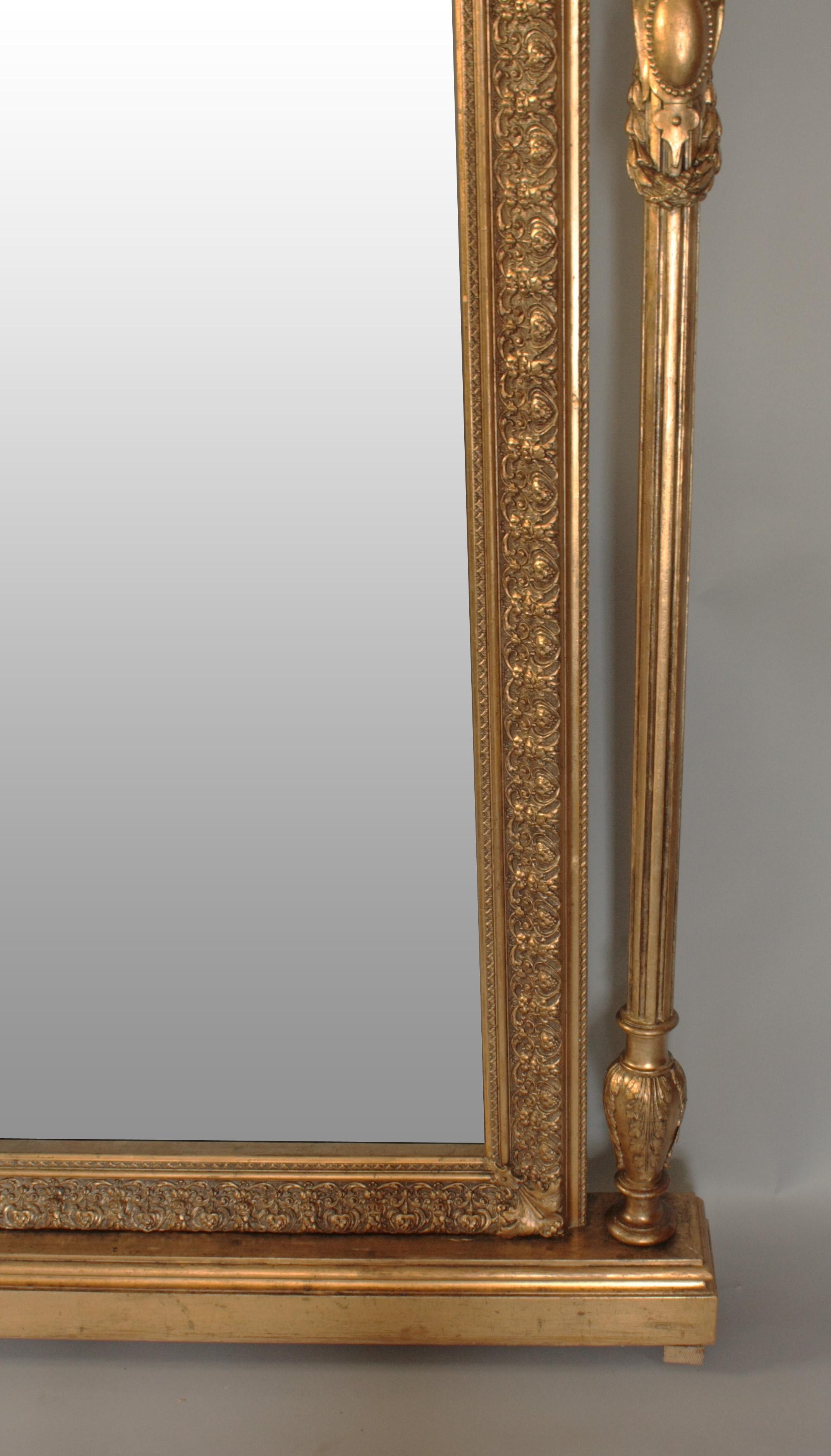 Czech 1860s Baroque Wall Mirror Decorated with Golden Frame For Sale
