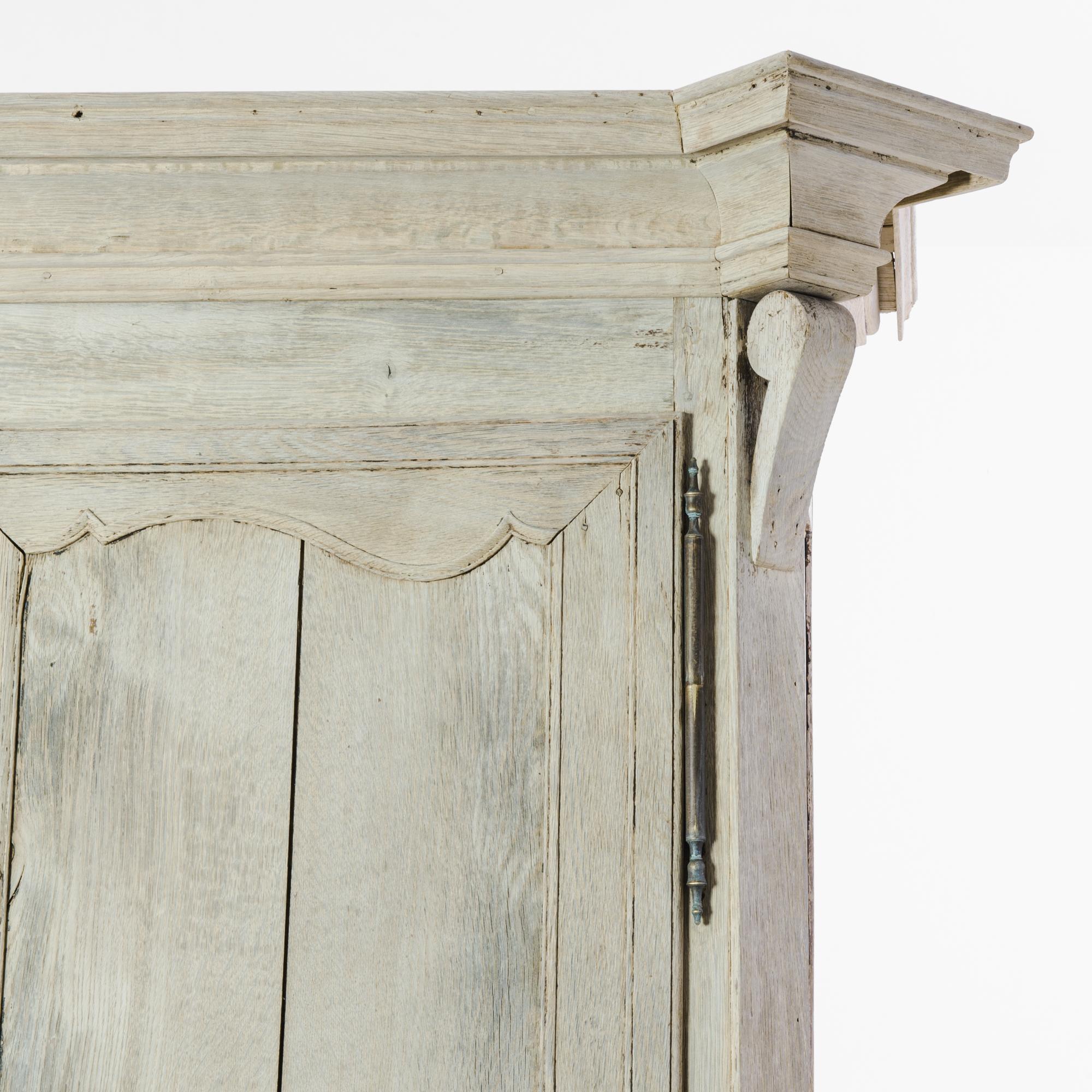 1860s Belgian Bleached Oak Armoire In Good Condition In High Point, NC