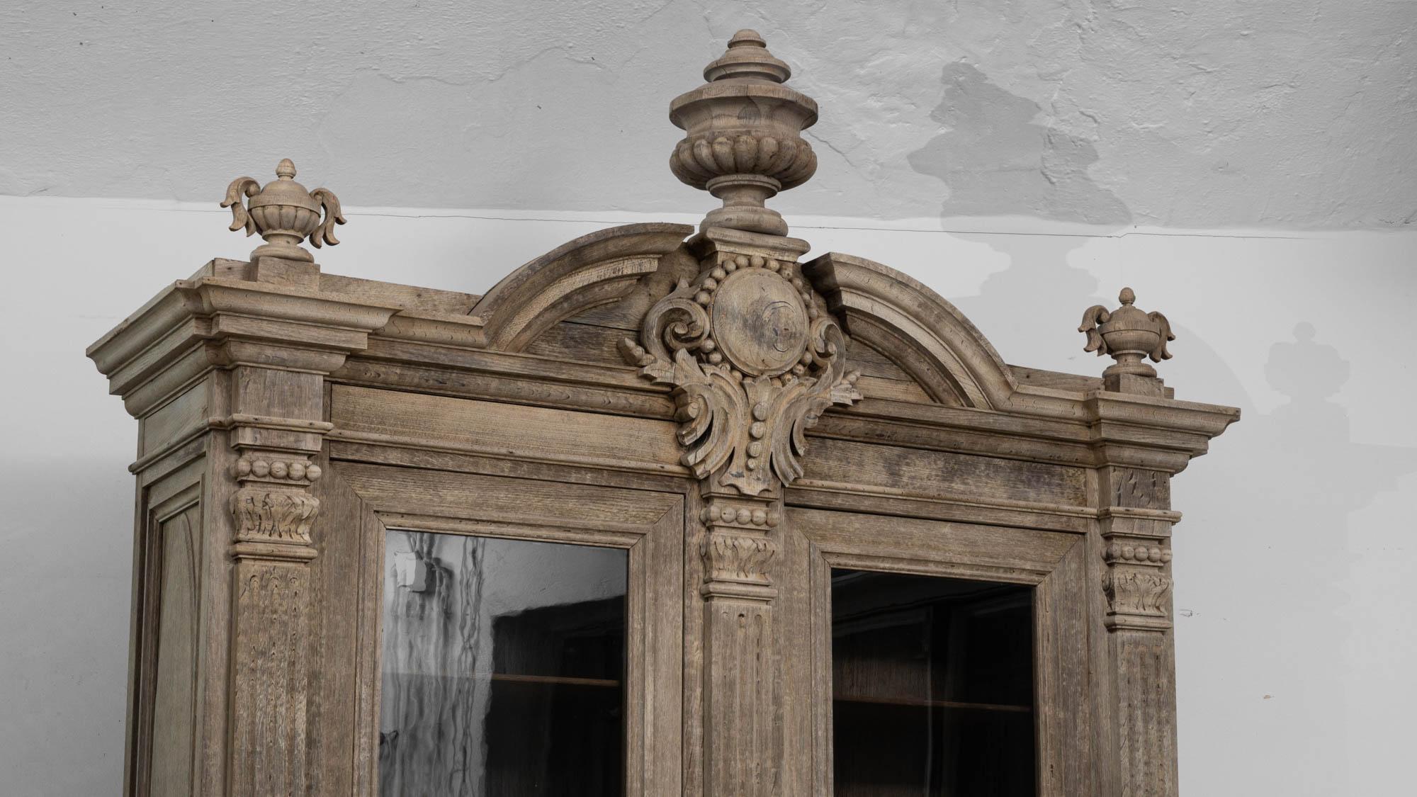 1860s Belgian Oak Vitrine For Sale 1