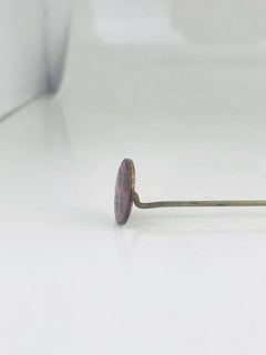 1860s Belle Epoque French Hat Pin, Red Enamel Fleur de Lis