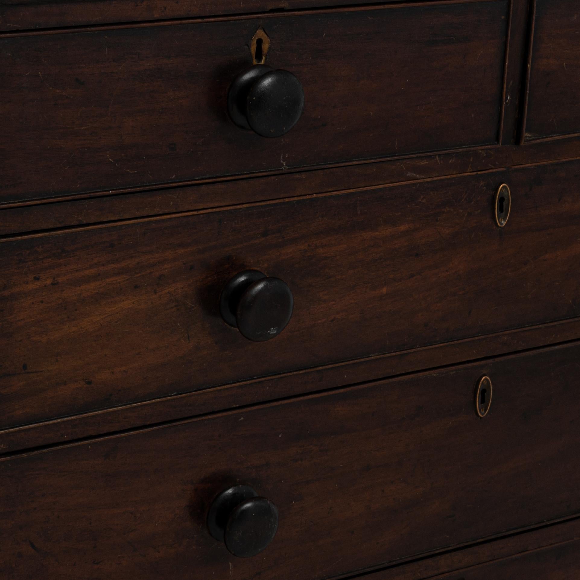 1860s British Wooden Chest of Drawers with Original Patina In Good Condition In High Point, NC