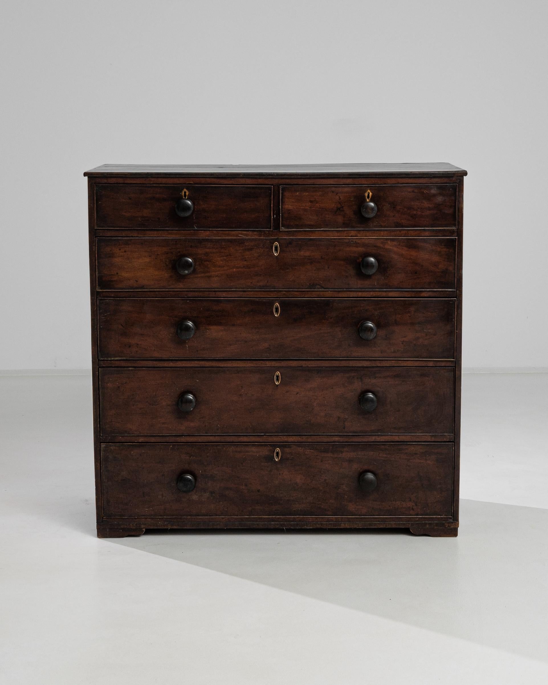 1860s British Wooden Chest of Drawers with Original Patina 2