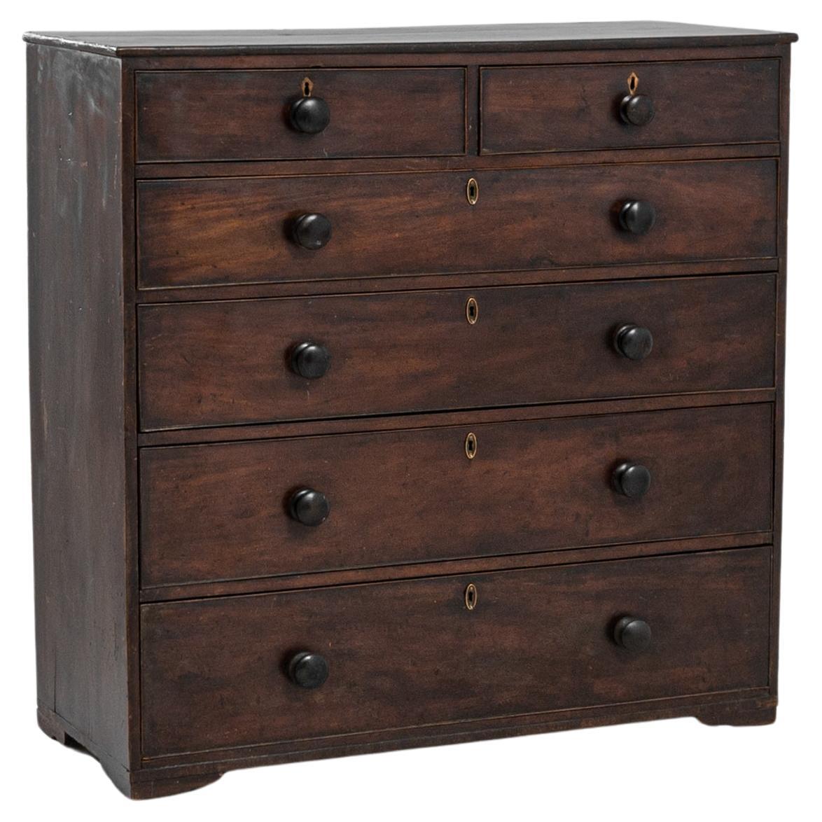 1860s British Wooden Chest of Drawers with Original Patina