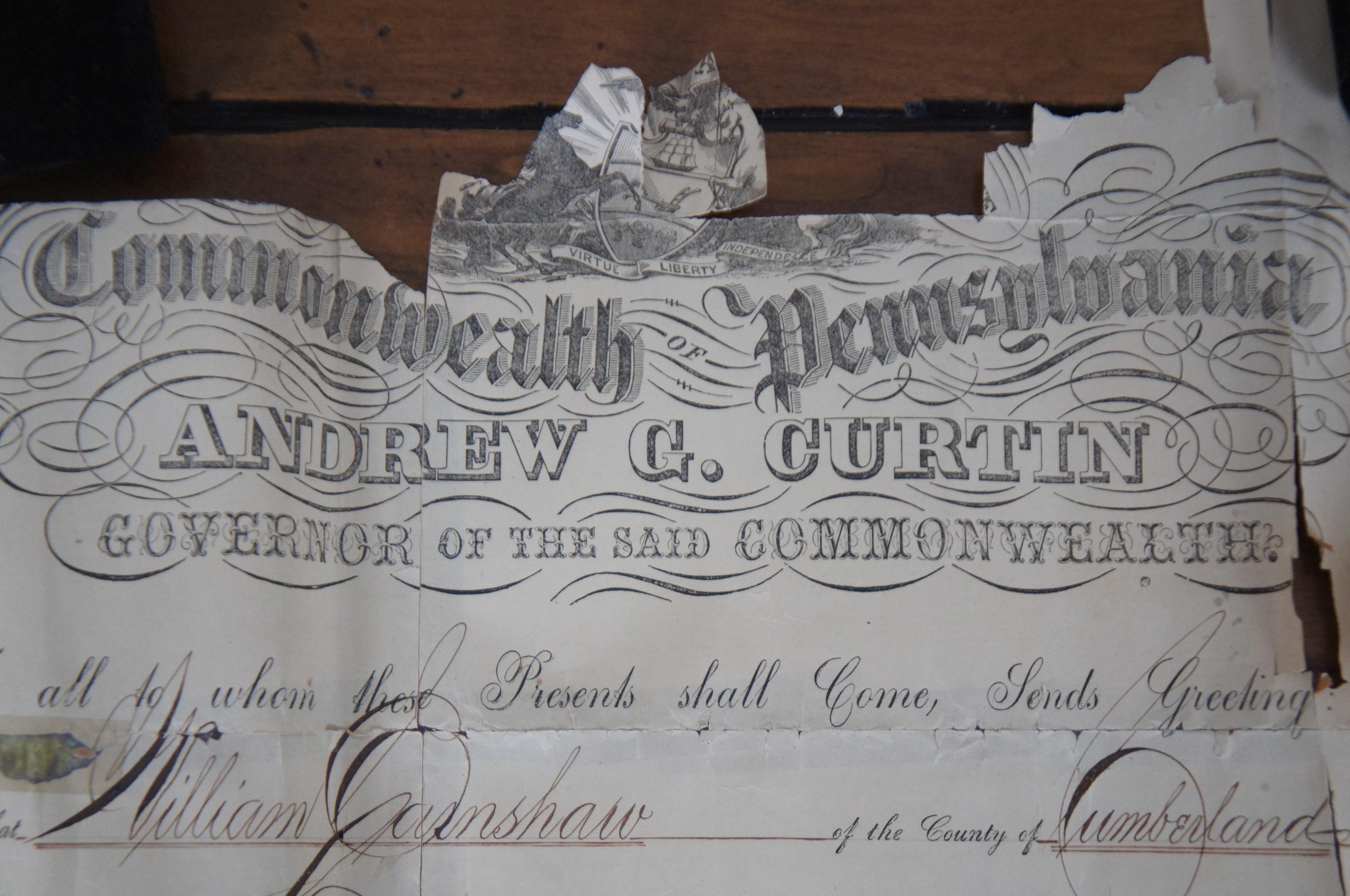 1860s Civil War Document Certificate Chaplain Earnshaw 49th Penn Infantry 15