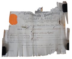 1860s Civil War Document Certificate Chaplain Earnshaw 49th Penn Infantry 15"