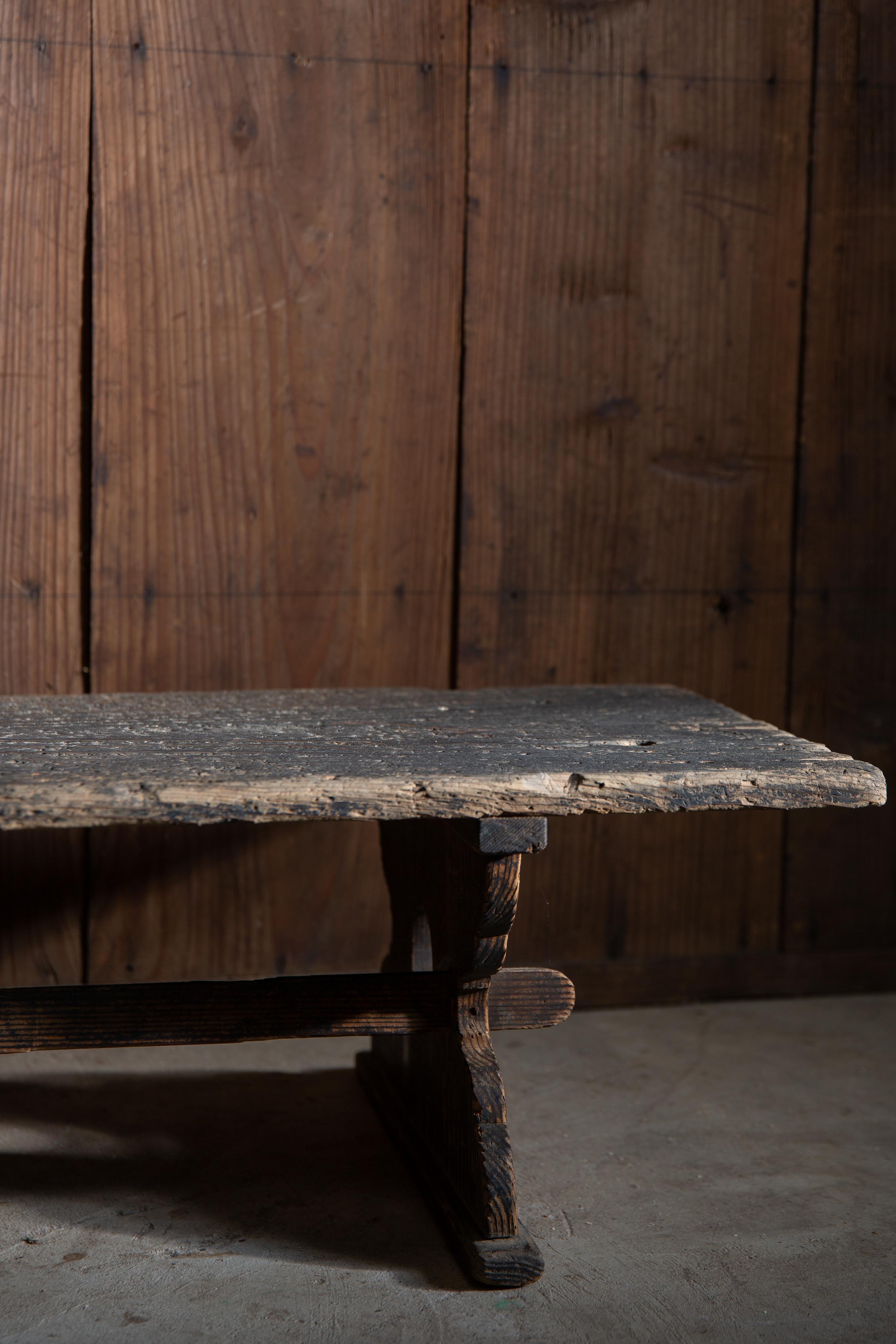 Tavolino antico wabi sabi del 1860 Edo giapponese, scrivania bassa, tavolino da caffè primitivo in vendita 7