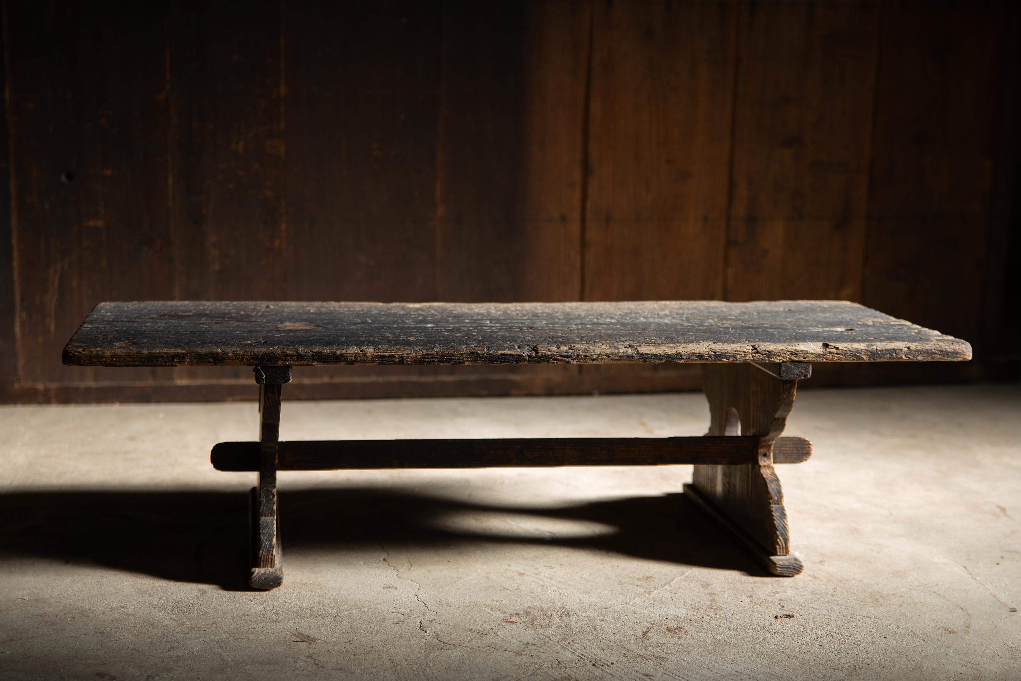 XIX secolo Tavolino antico wabi sabi del 1860 Edo giapponese, scrivania bassa, tavolino da caffè primitivo in vendita