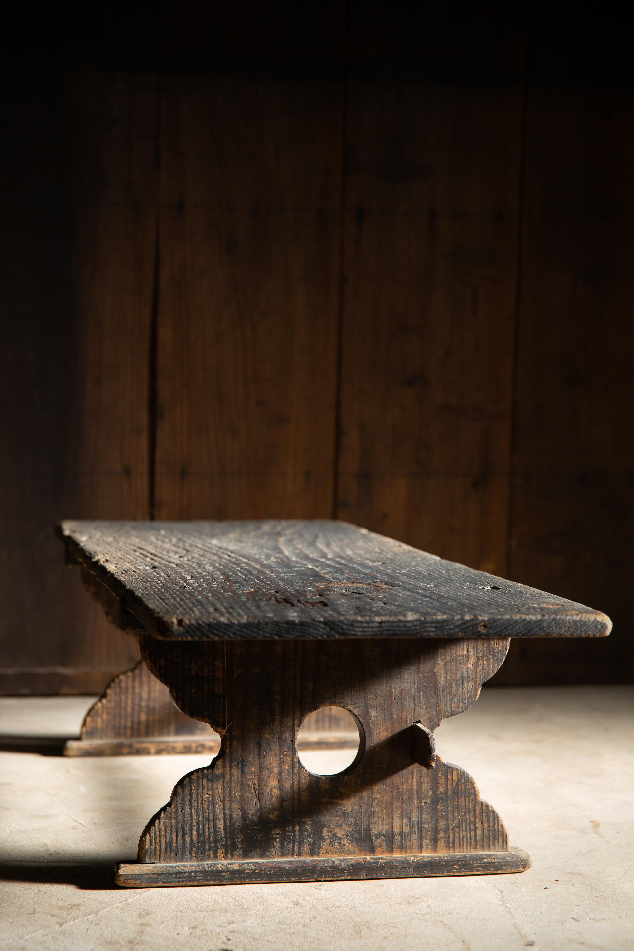 Tavolino antico wabi sabi del 1860 Edo giapponese, scrivania bassa, tavolino da caffè primitivo in vendita 1