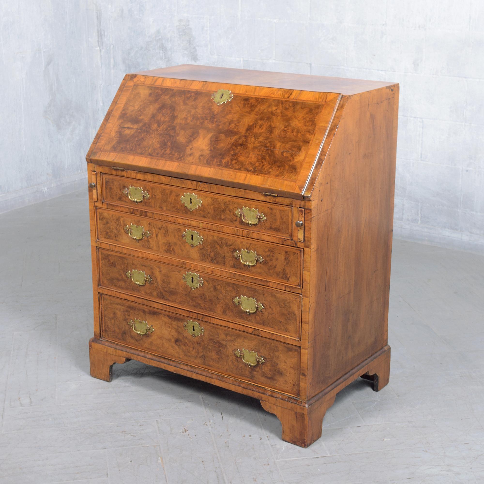 1860s English George III Drop Front Desk with Original Walnut Finish 8