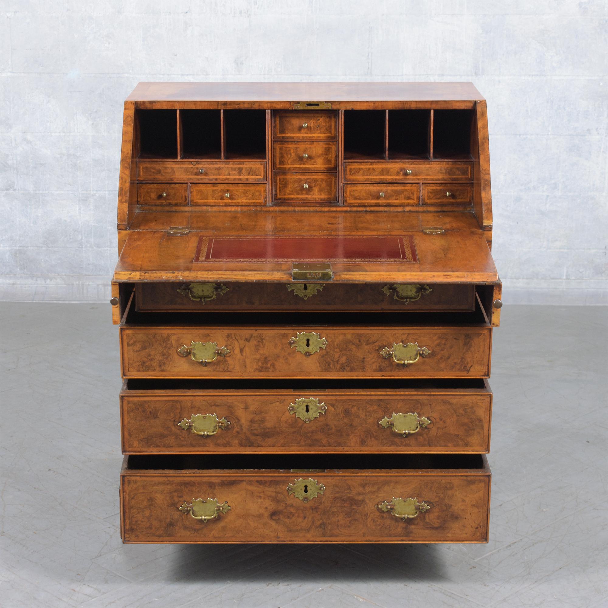1860s English George III Drop Front Desk with Original Walnut Finish 2