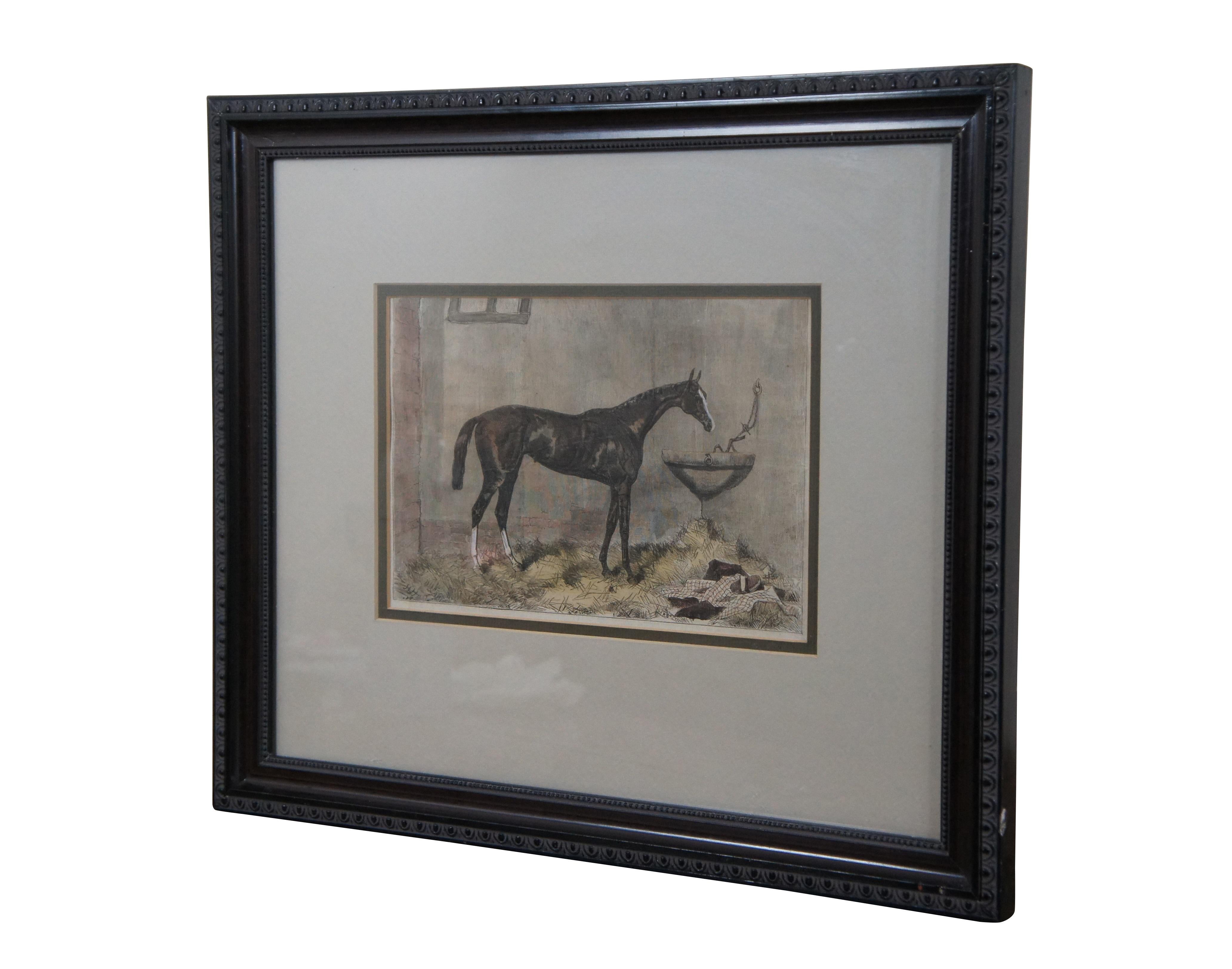 Framed mid 19th century hand colored engraving depicting 