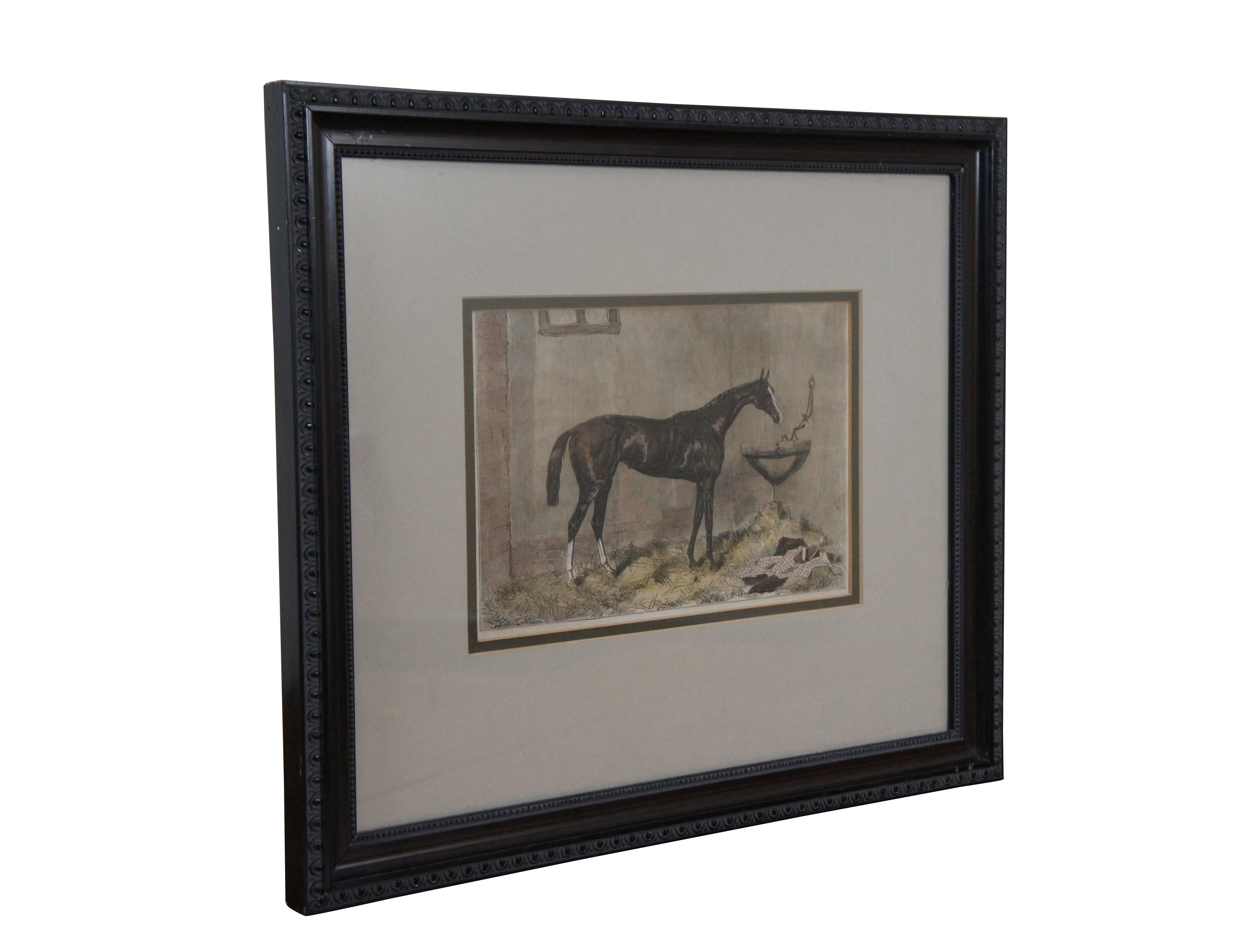 1860s Feu de Joie Winner of Oakes Hand Colored Engraving Harry Hall Racing Horse In Good Condition For Sale In Dayton, OH