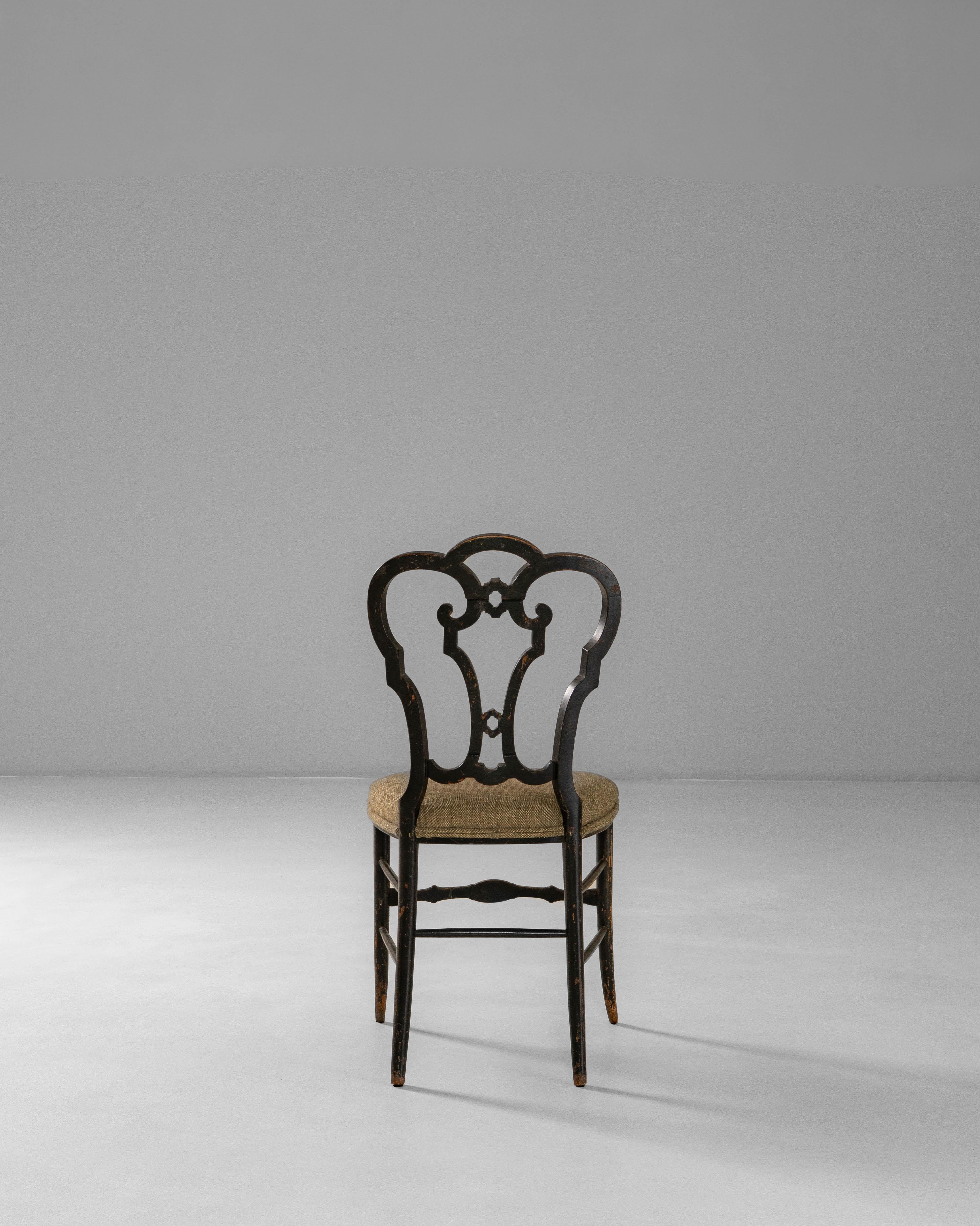 Français 1860s French Baroque Revival Wooden Chair With Upholstered Seat en vente