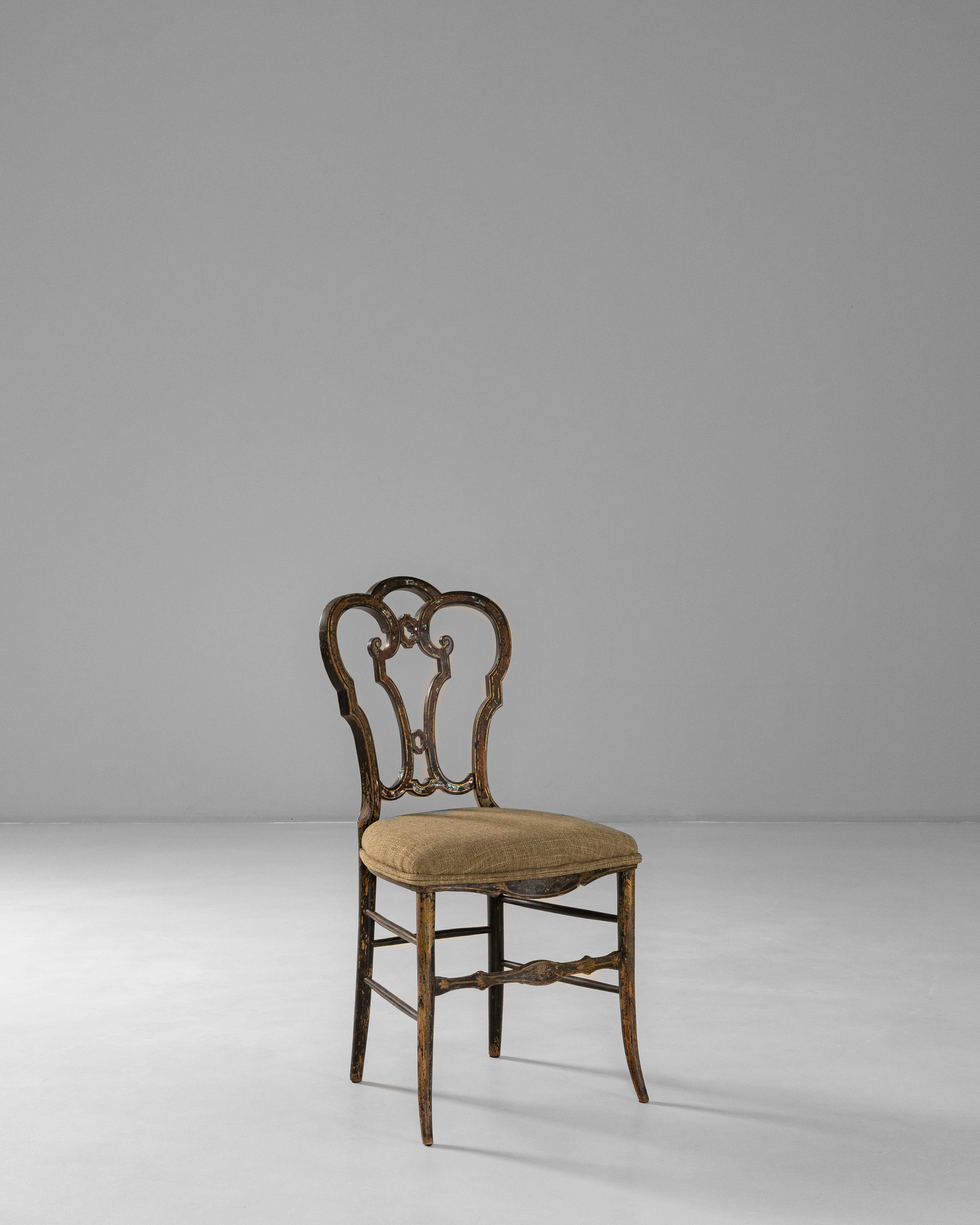 1860s French Baroque Revival Wooden Chair With Upholstered Seat en vente 1