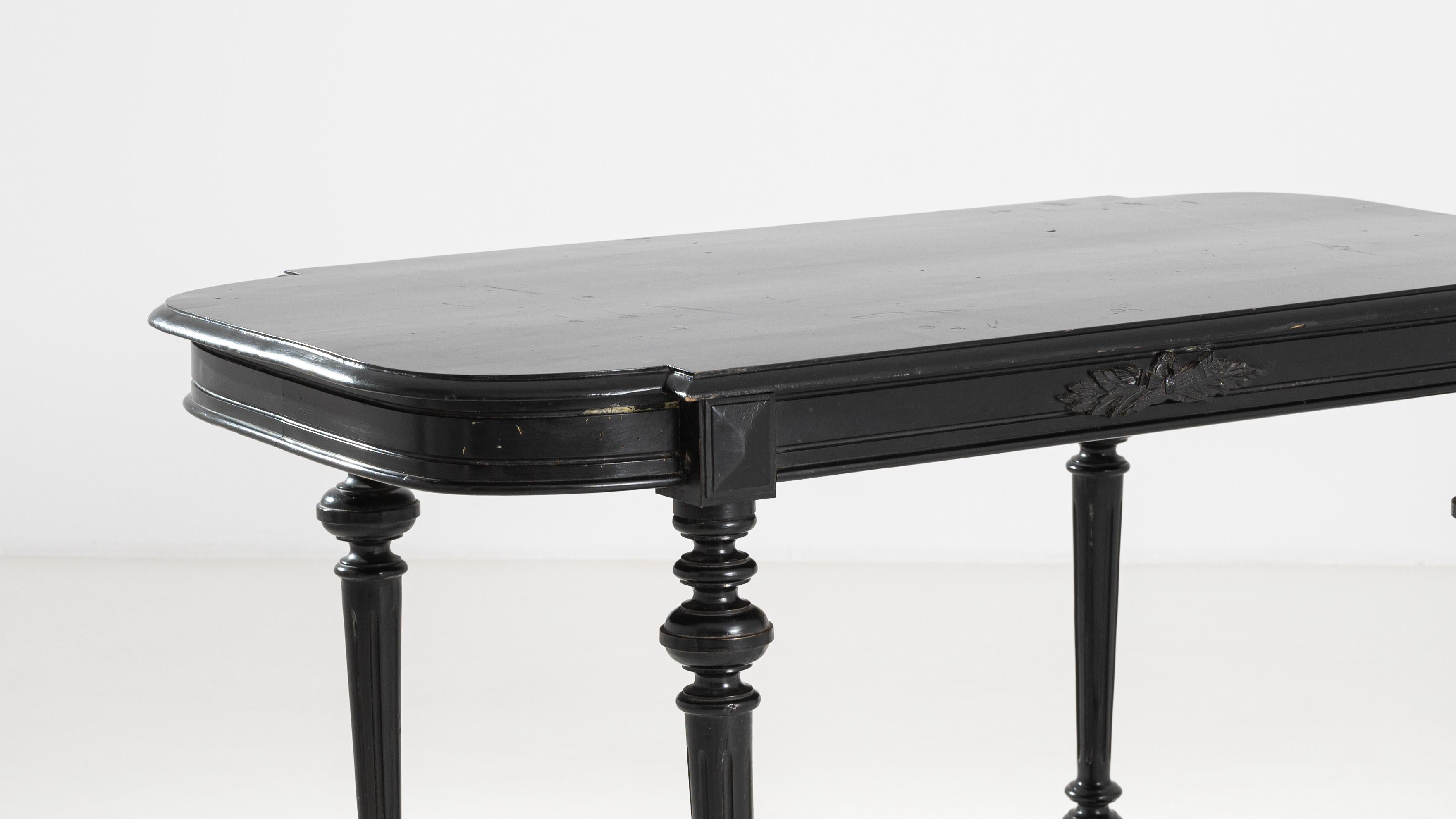 Hardwood 1860s, French Black Accent Table 