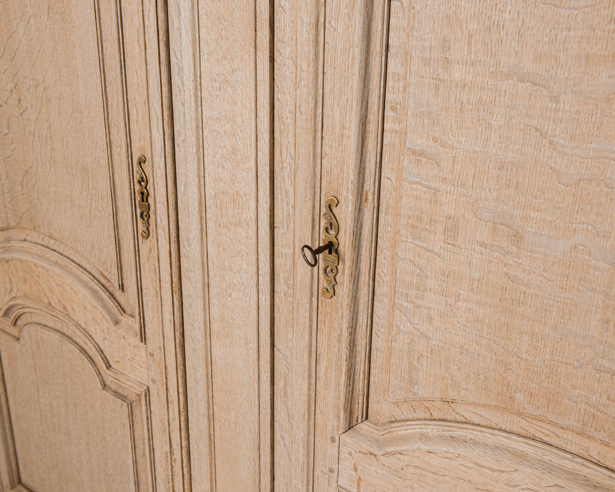 1860s French Bleached Oak Armoire 1