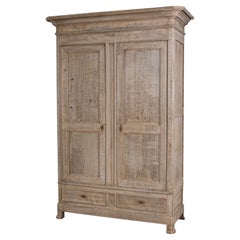 armoire française en chêne blanchi des années 1860