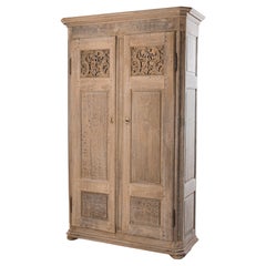 1860s French Bleached Oak Armoire