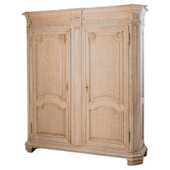 Antique 1860s French Bleached Oak Armoire