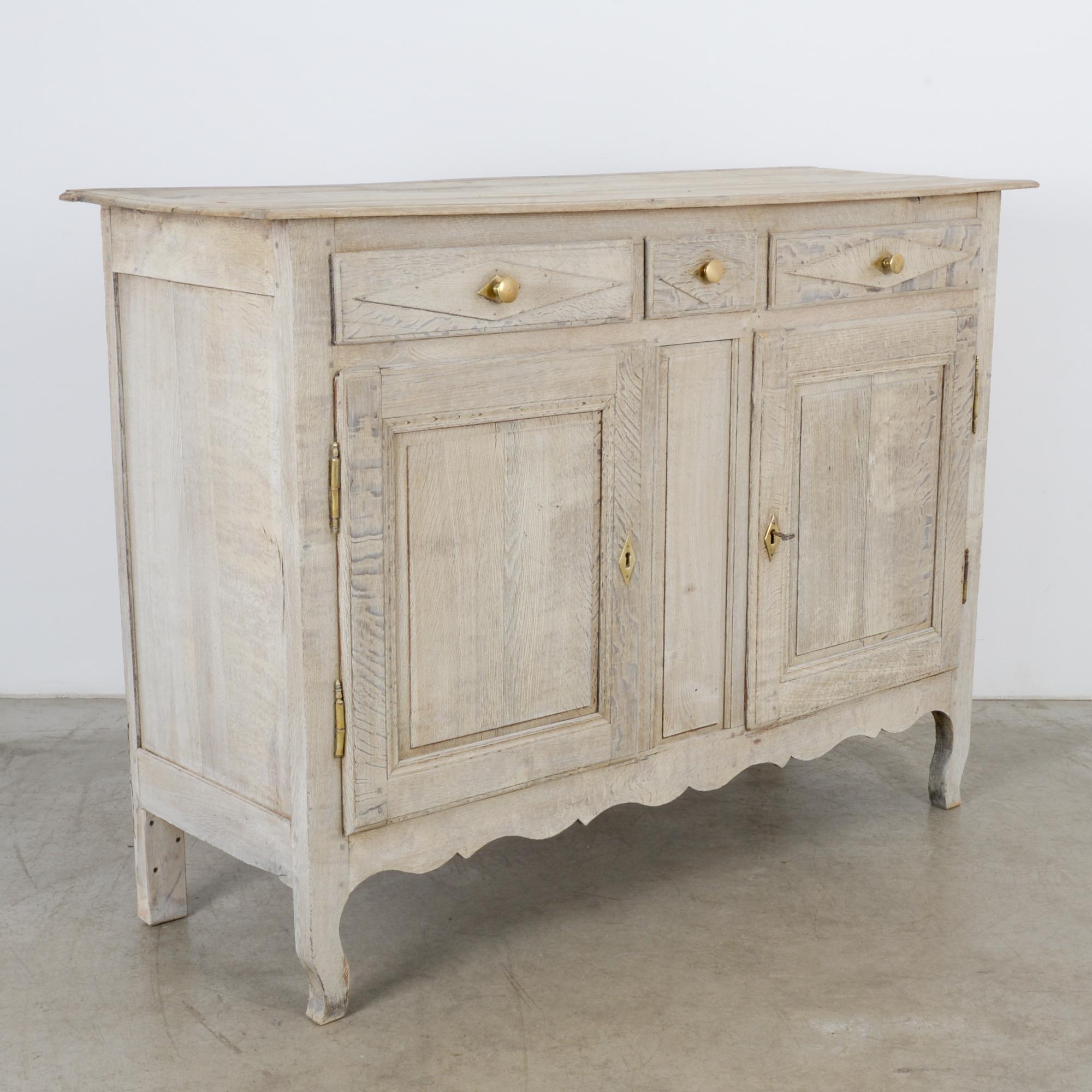 19th Century 1860s French Bleached Oak Buffet