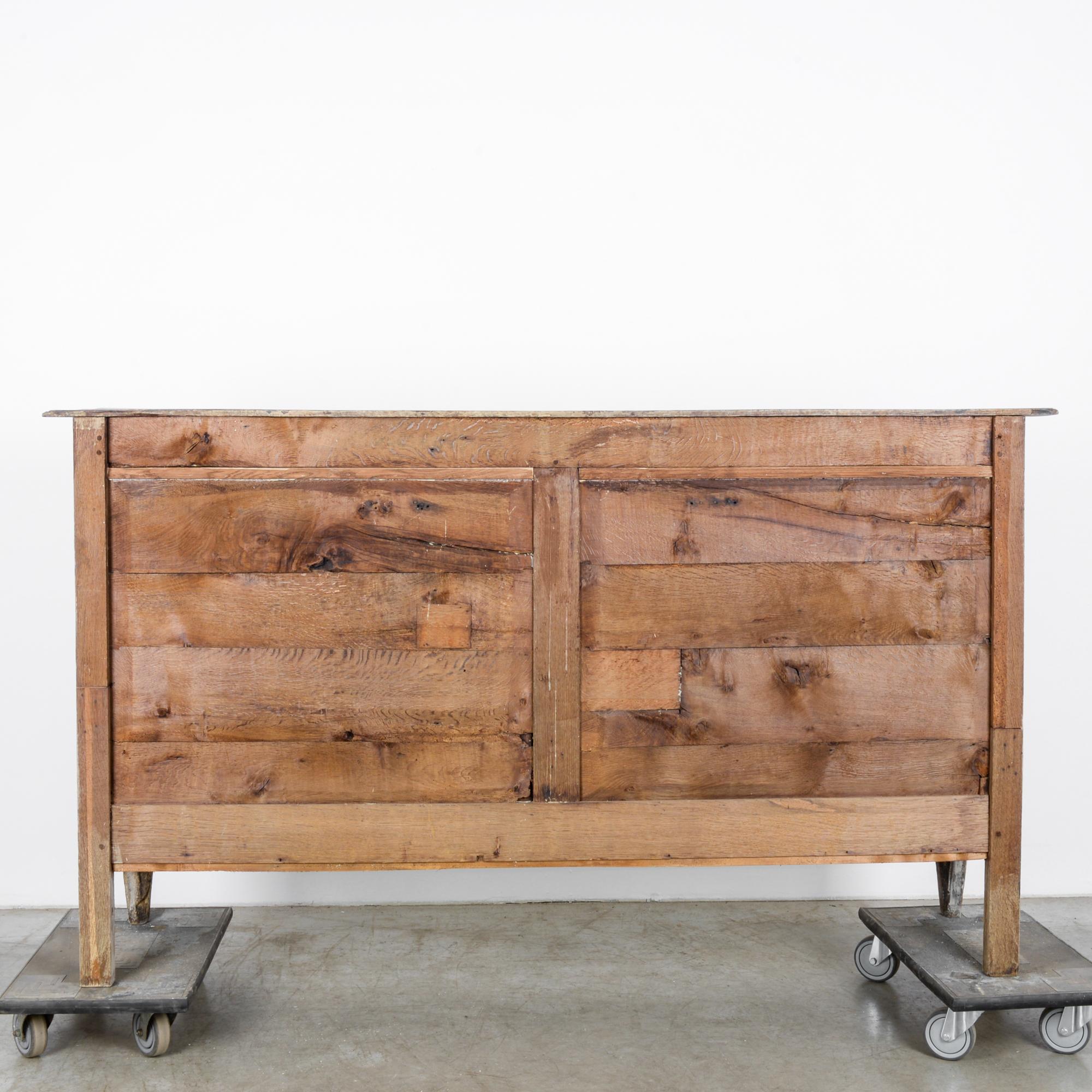 1860s French Bleached Oak Buffet with Blue Patinated Interior 6