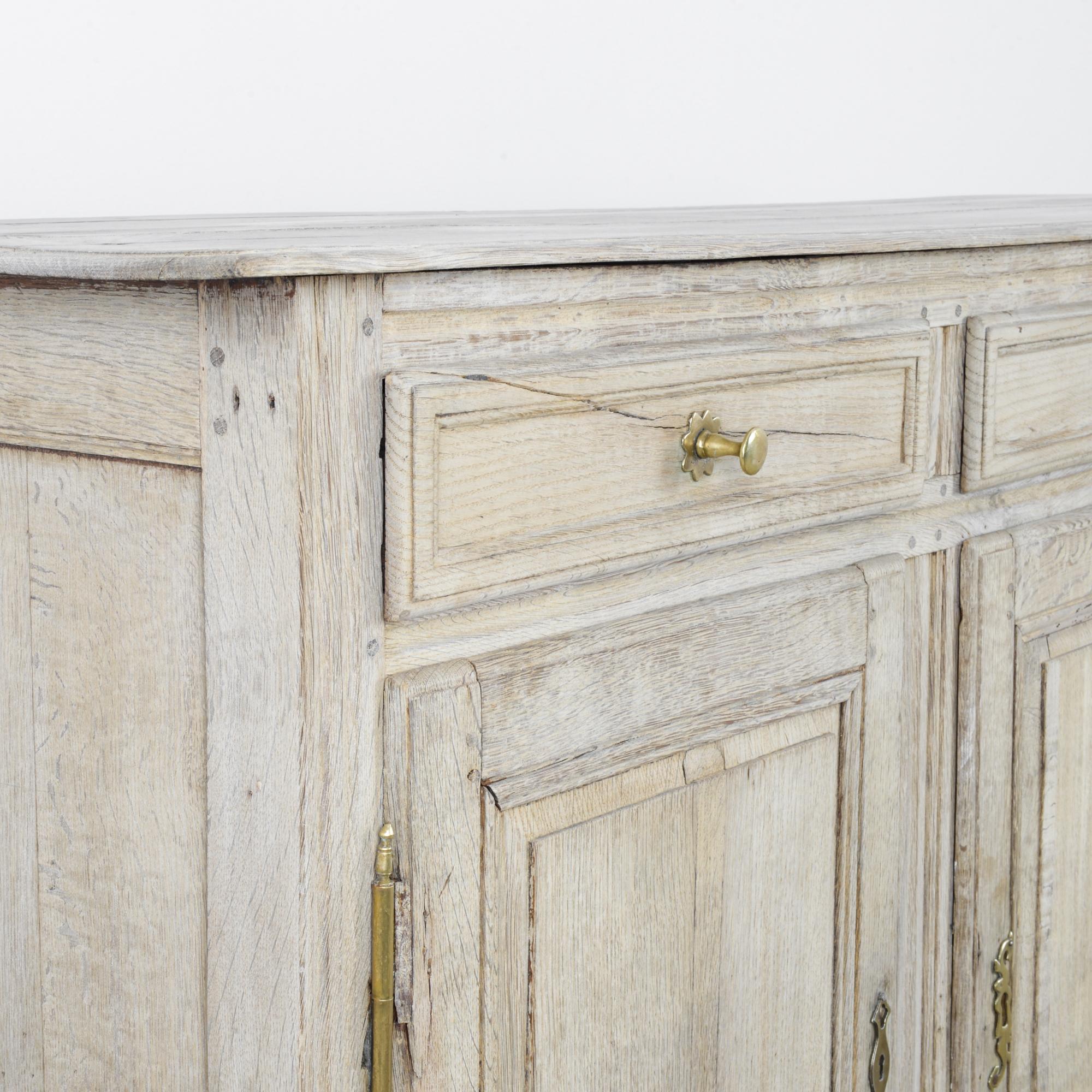 1860s French Bleached Oak Buffet with Blue Patinated Interior 1