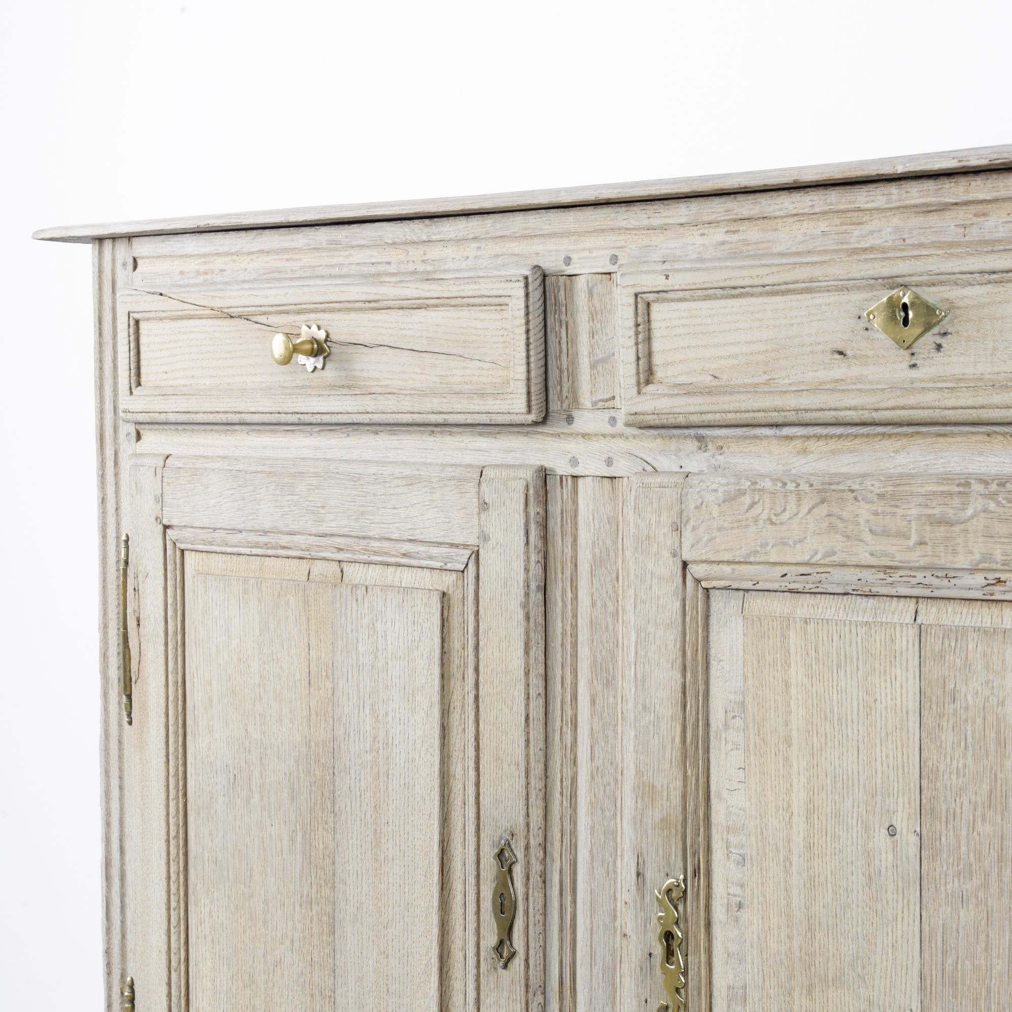 1860s French Bleached Oak Buffet with Blue Patinated Interior 3