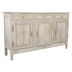 1860s French Bleached Oak Buffet with Blue Patinated Interior