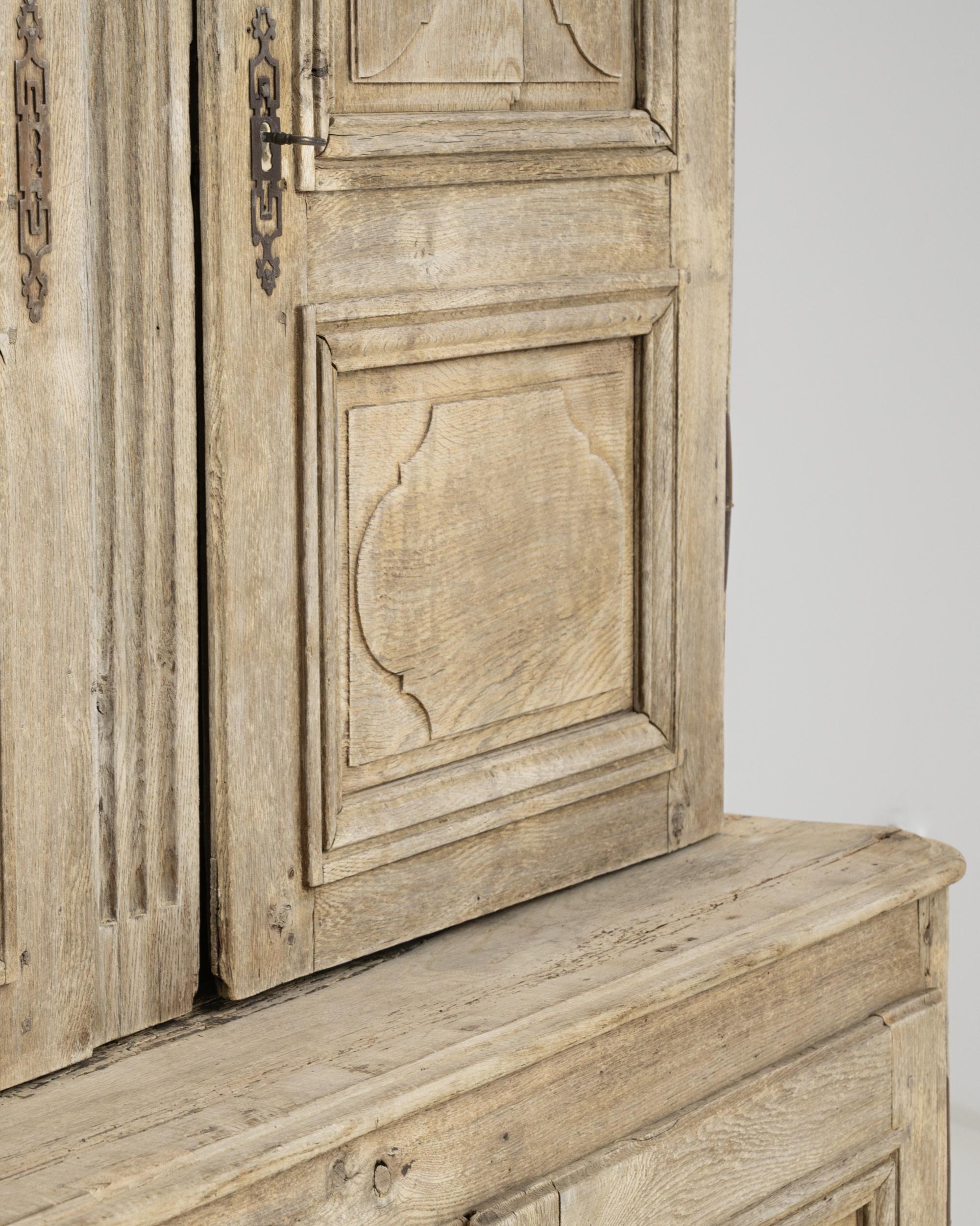 19th Century 1860s French Bleached Oak Cabinet