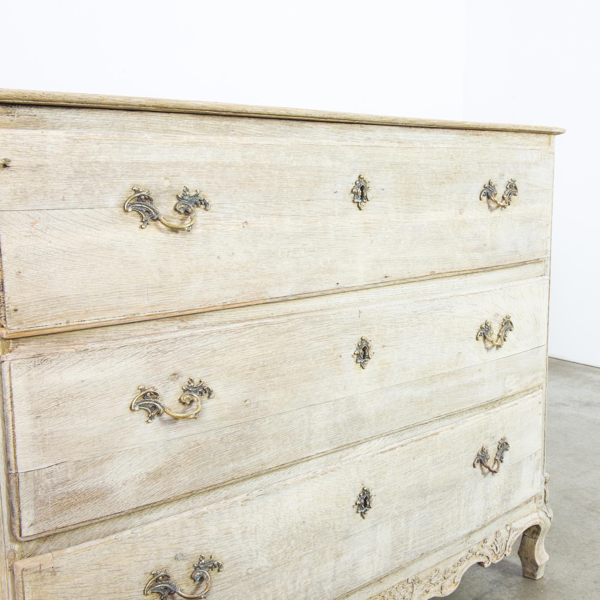 French Provincial 1860s French Bleached Oak Chest of Drawers