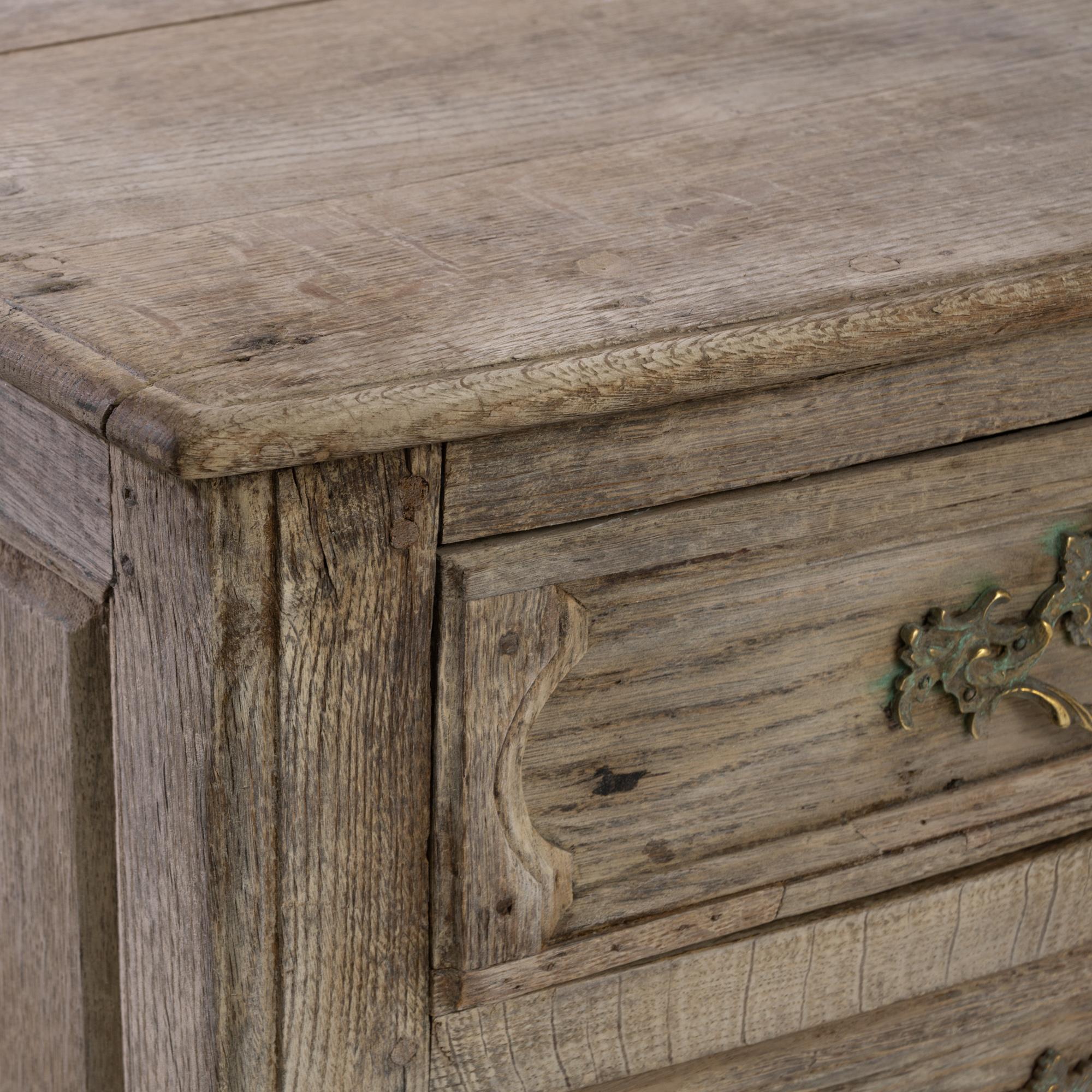 19th Century 1860s French Bleached Oak Chest of Drawers
