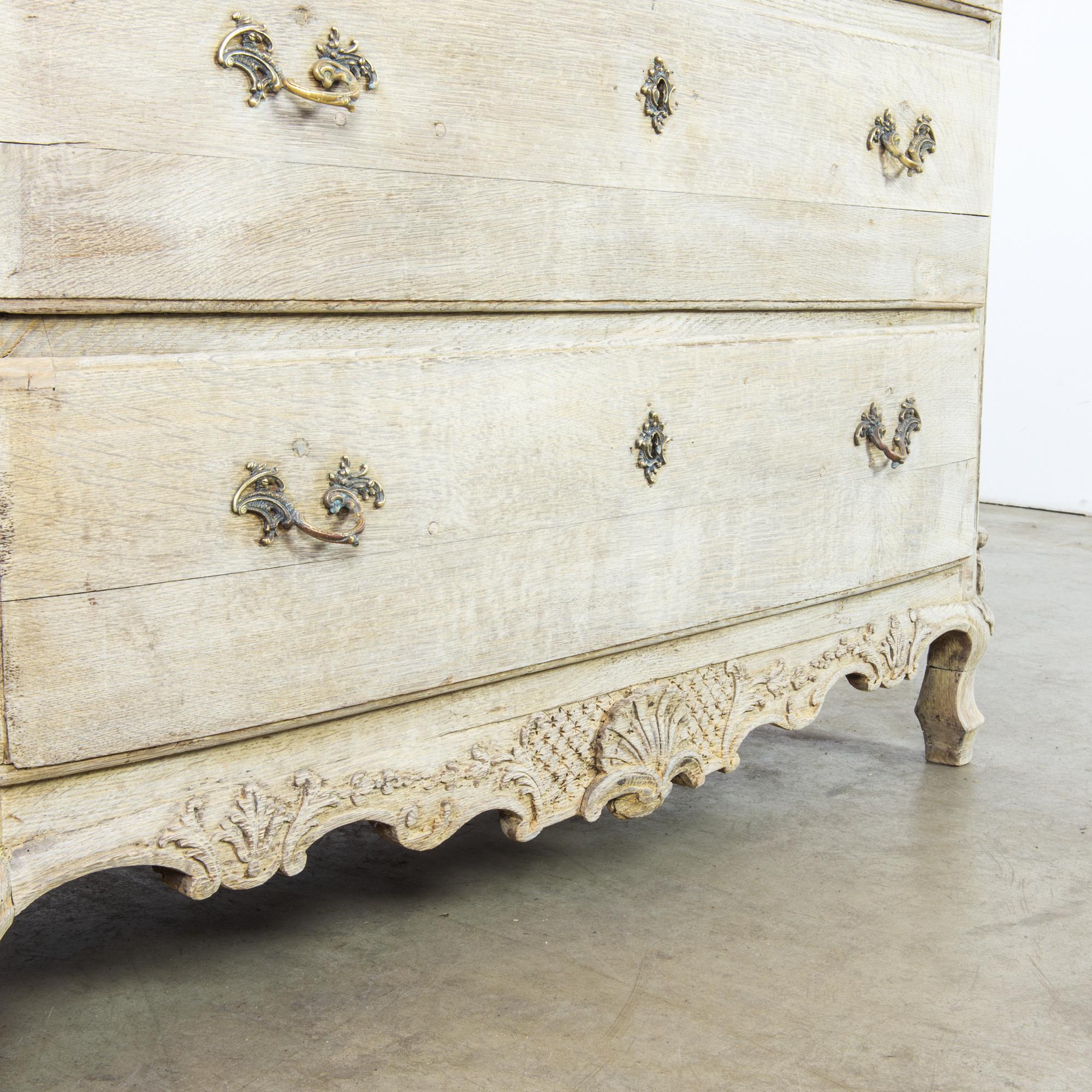 19th Century 1860s French Bleached Oak Chest of Drawers