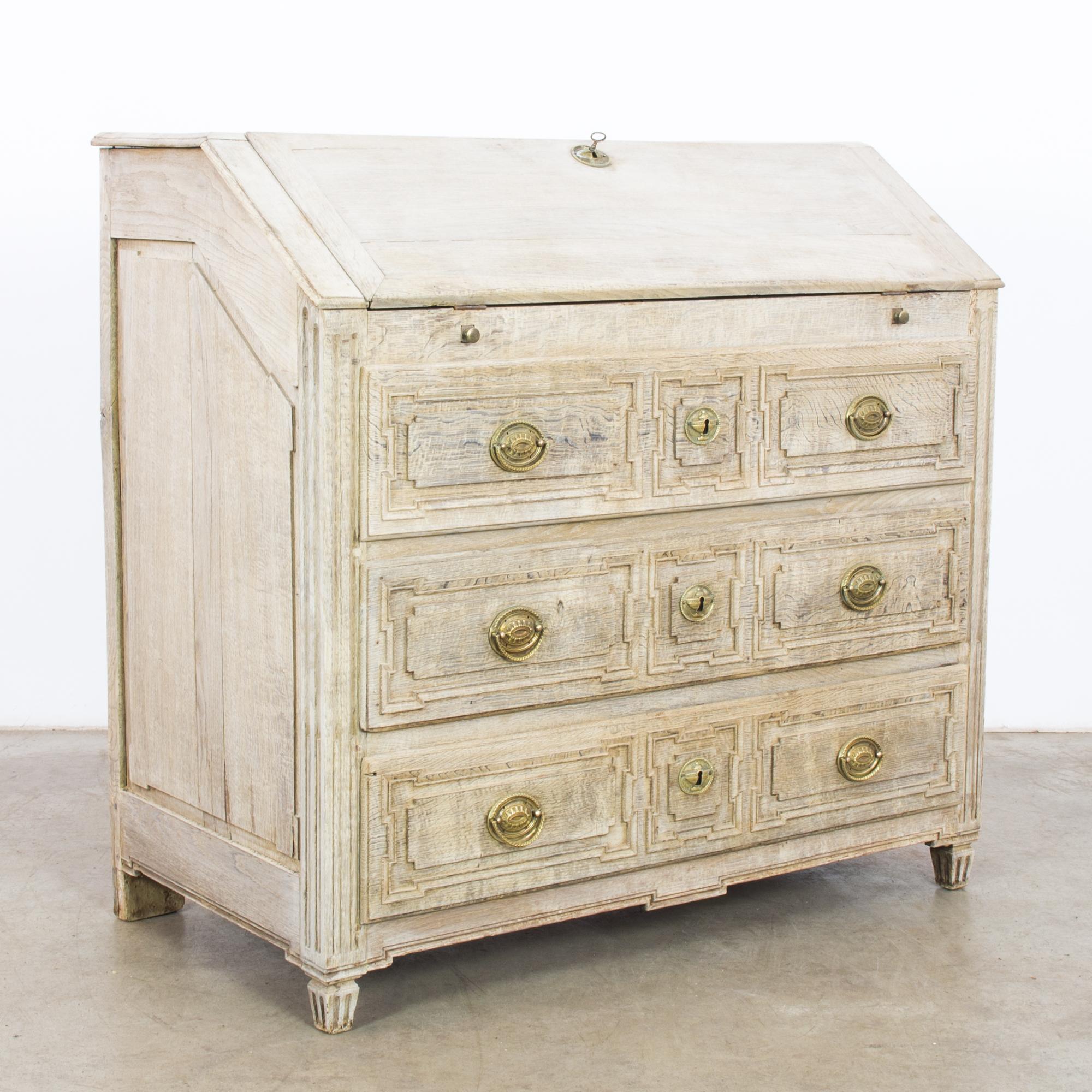 1860s French Bleached Oak Secretary Desk 6