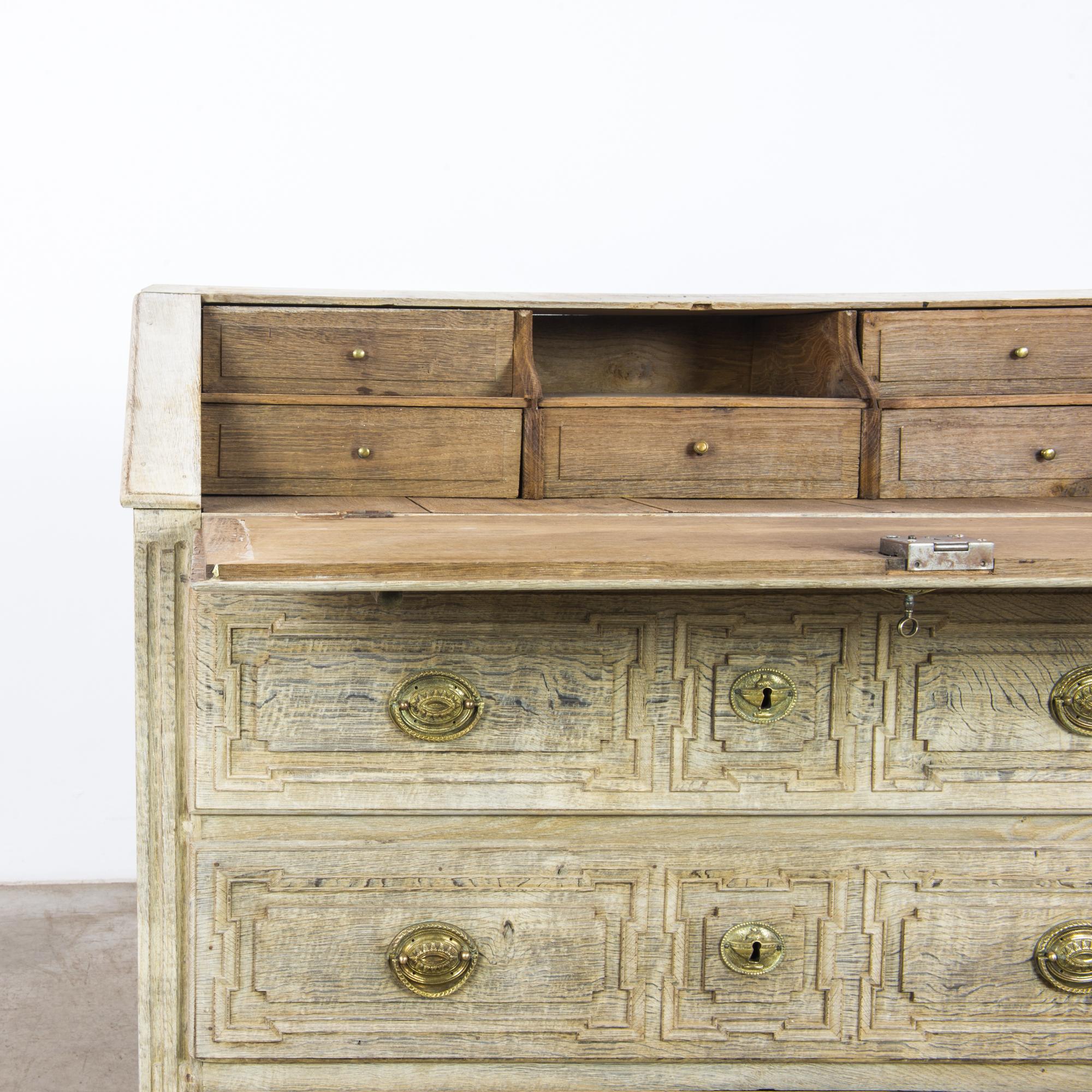 1860s French Bleached Oak Secretary Desk 9