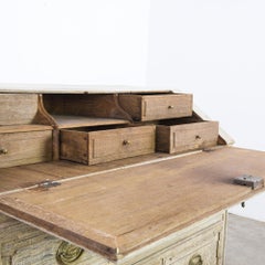 1860s French Bleached Oak Secretary Desk