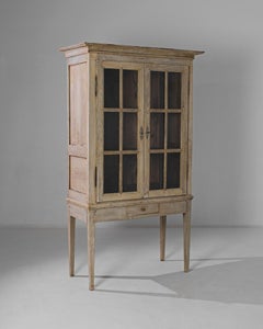 1860s French Bleached Oak Vitrine
