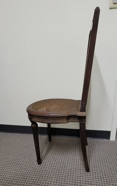 1860s French Fine Hand-Carved Walnut and Cane Side Chair