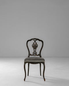 1860s French Louis XV Wooden Chair With Velvet Upholstered Seat