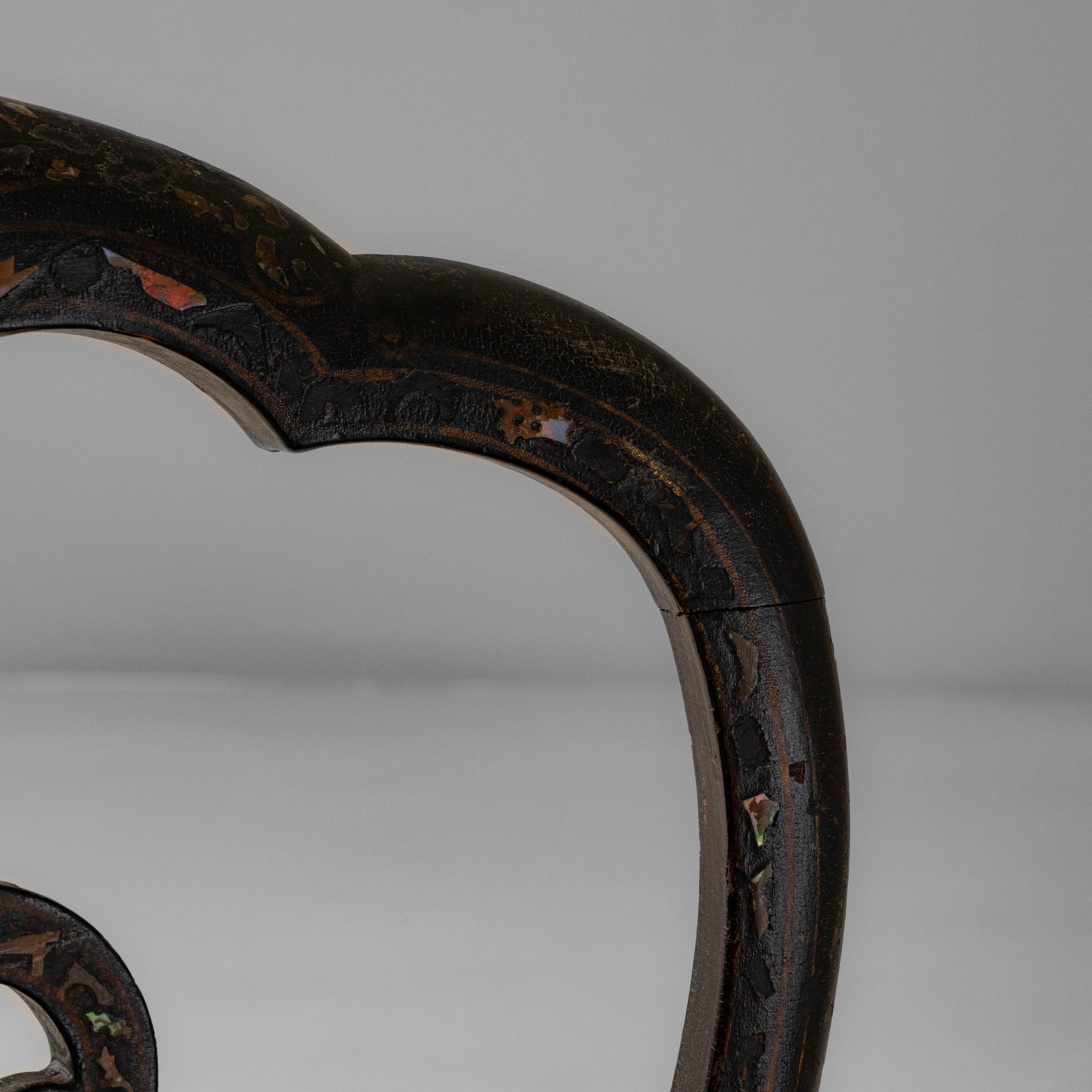 1860s French Louis XV Wooden Chair With Velvet Upholstered Seat im Angebot 2