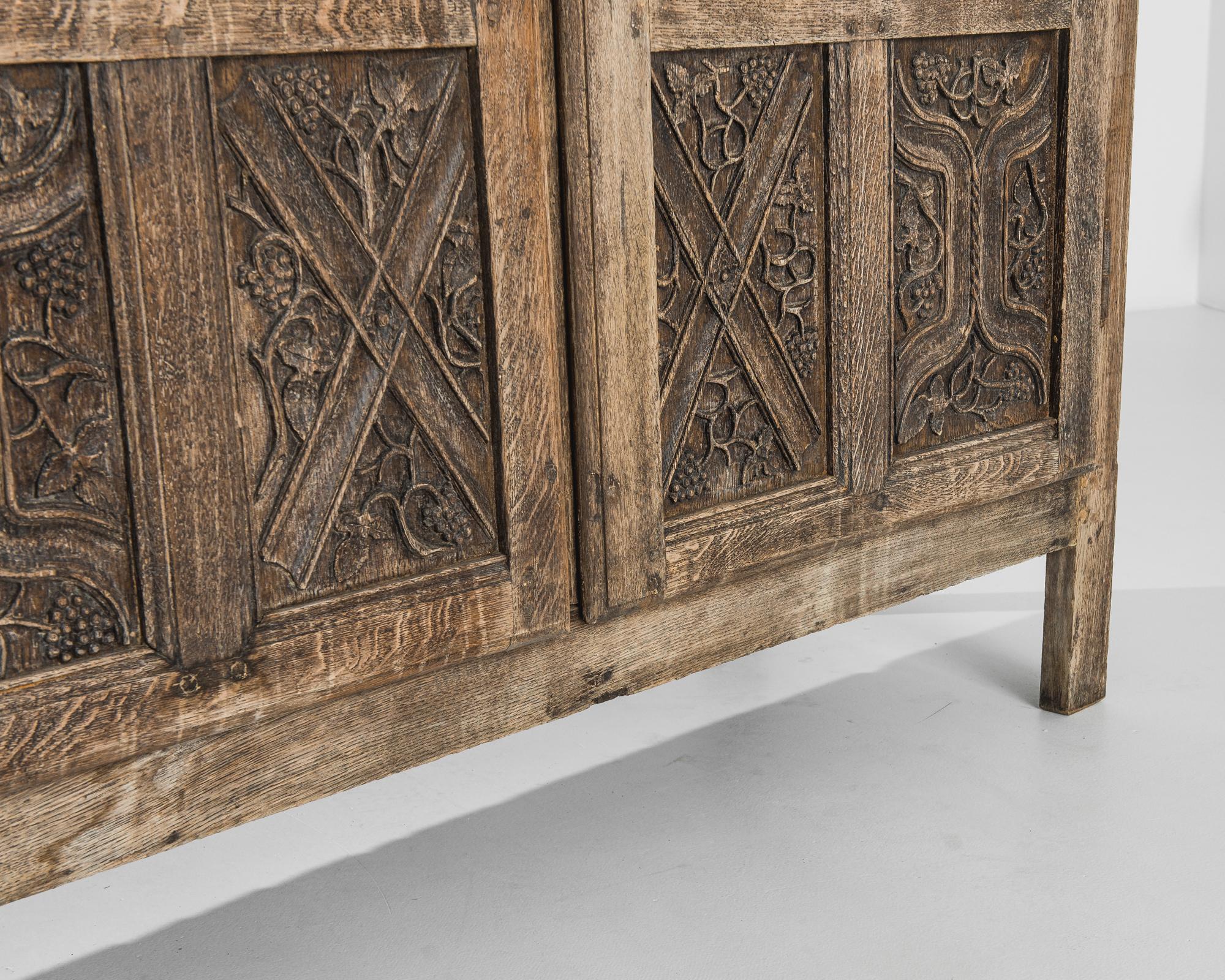 1860s French Oak Cabinet with Carved Vine Panels In Good Condition In High Point, NC