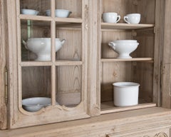1860s French Oak China Cabinet a Deux Corps