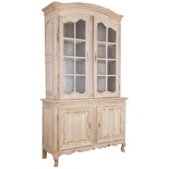 1860s French Oak China Cabinet a Deux Corps