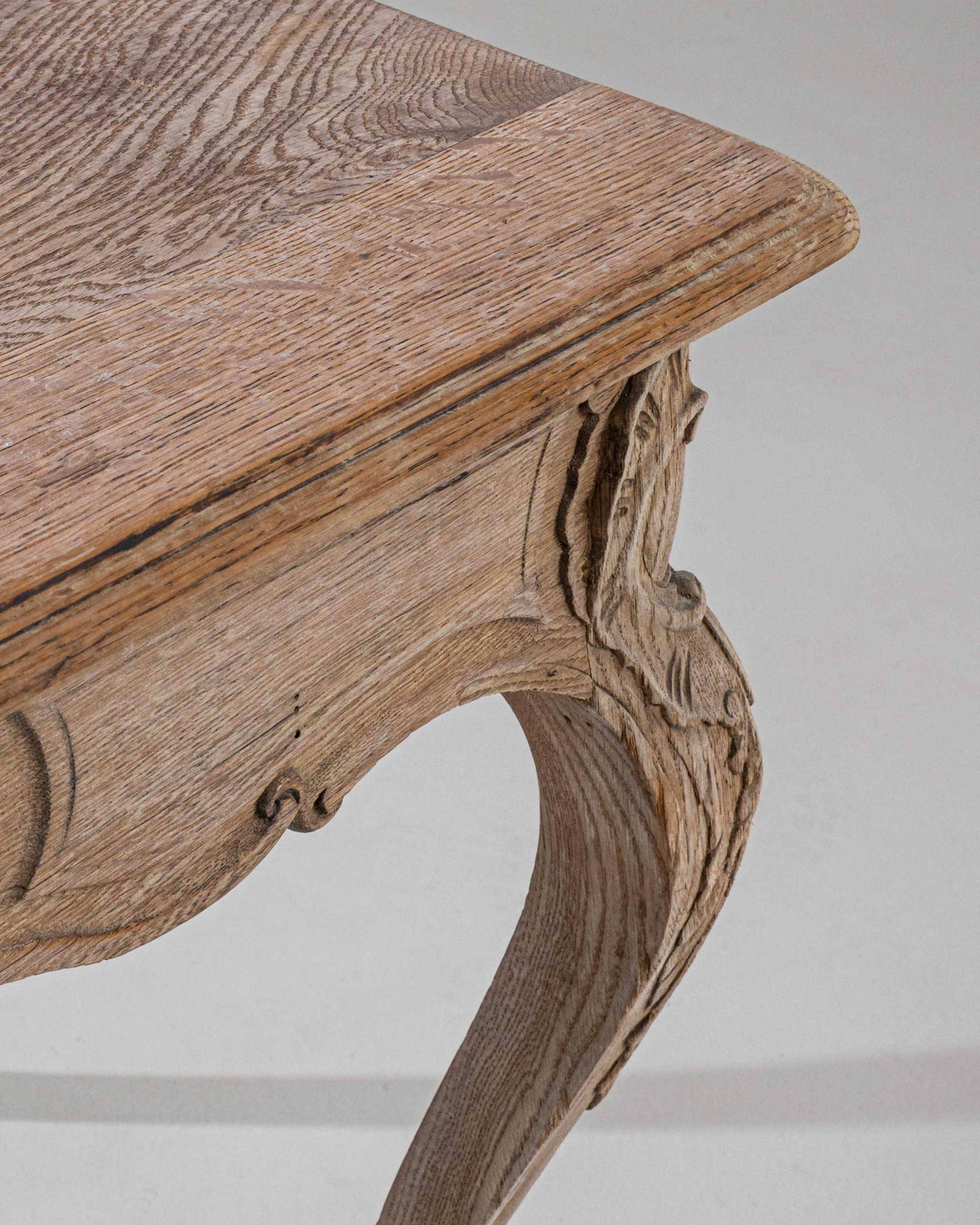 Rococo 1860s French Provincial Bleach Oak Side Table