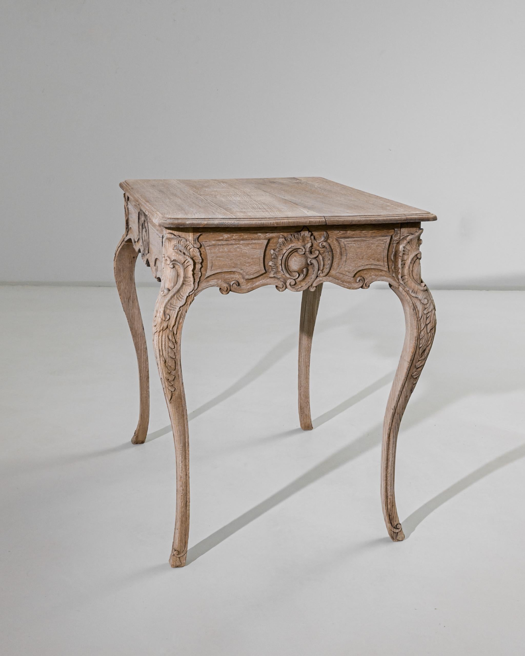 1860s French Provincial Bleach Oak Side Table 2
