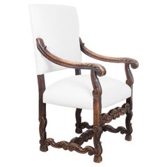 1860s French Provincial Oak Upholstered Armchair