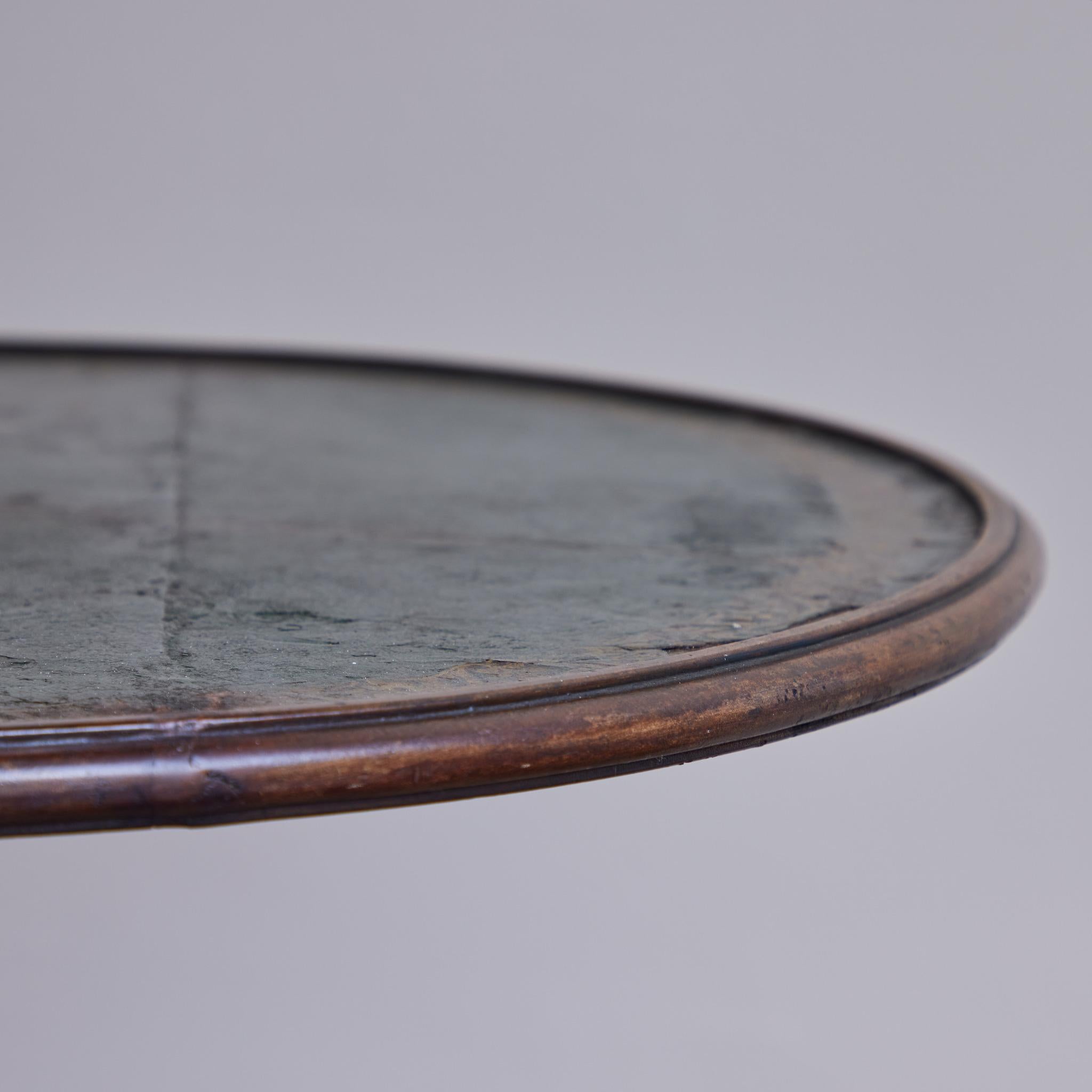19th Century 1860s French Two-Tier Round Table with Leather Top For Sale