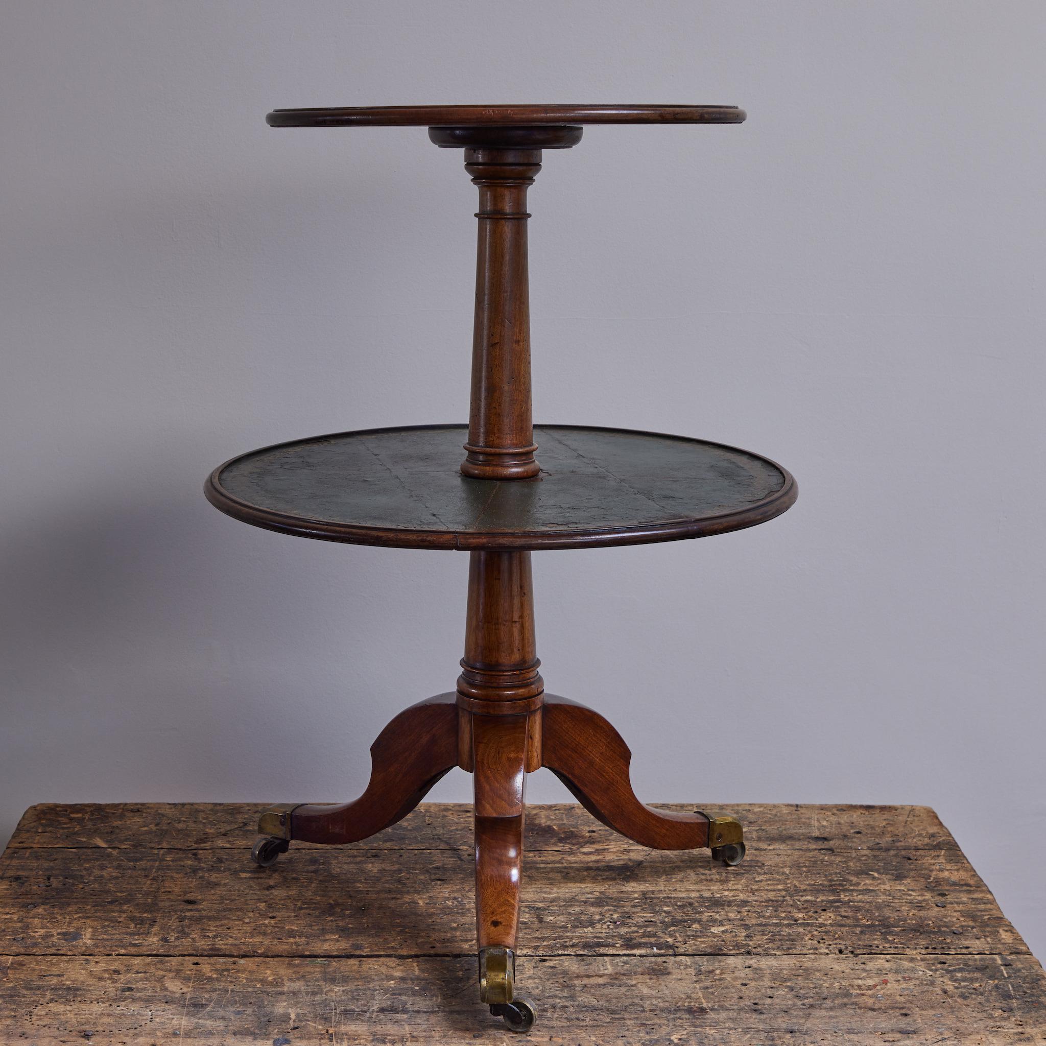 antique round table with leather top