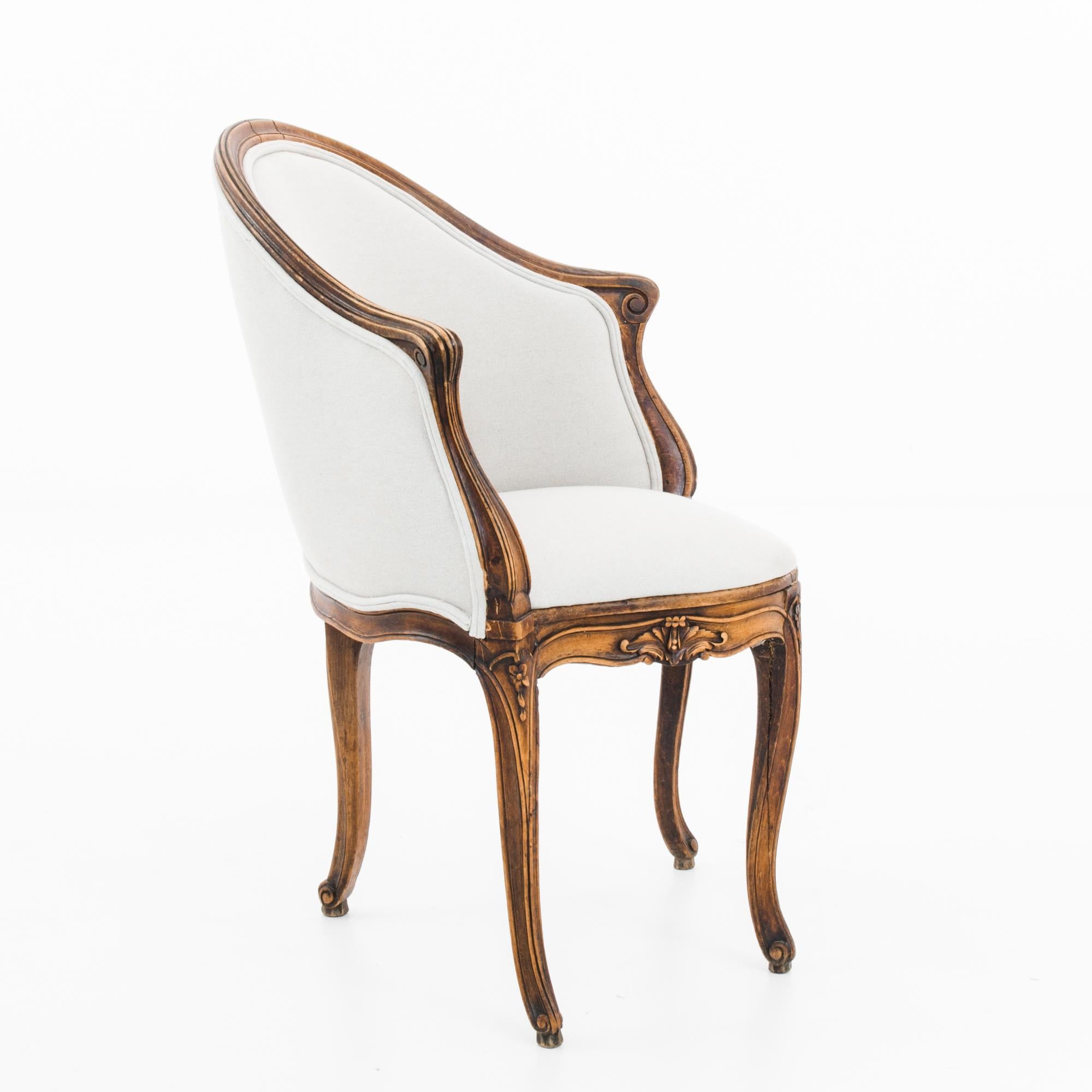 1860s French Upholstered Wooden Armchair 3